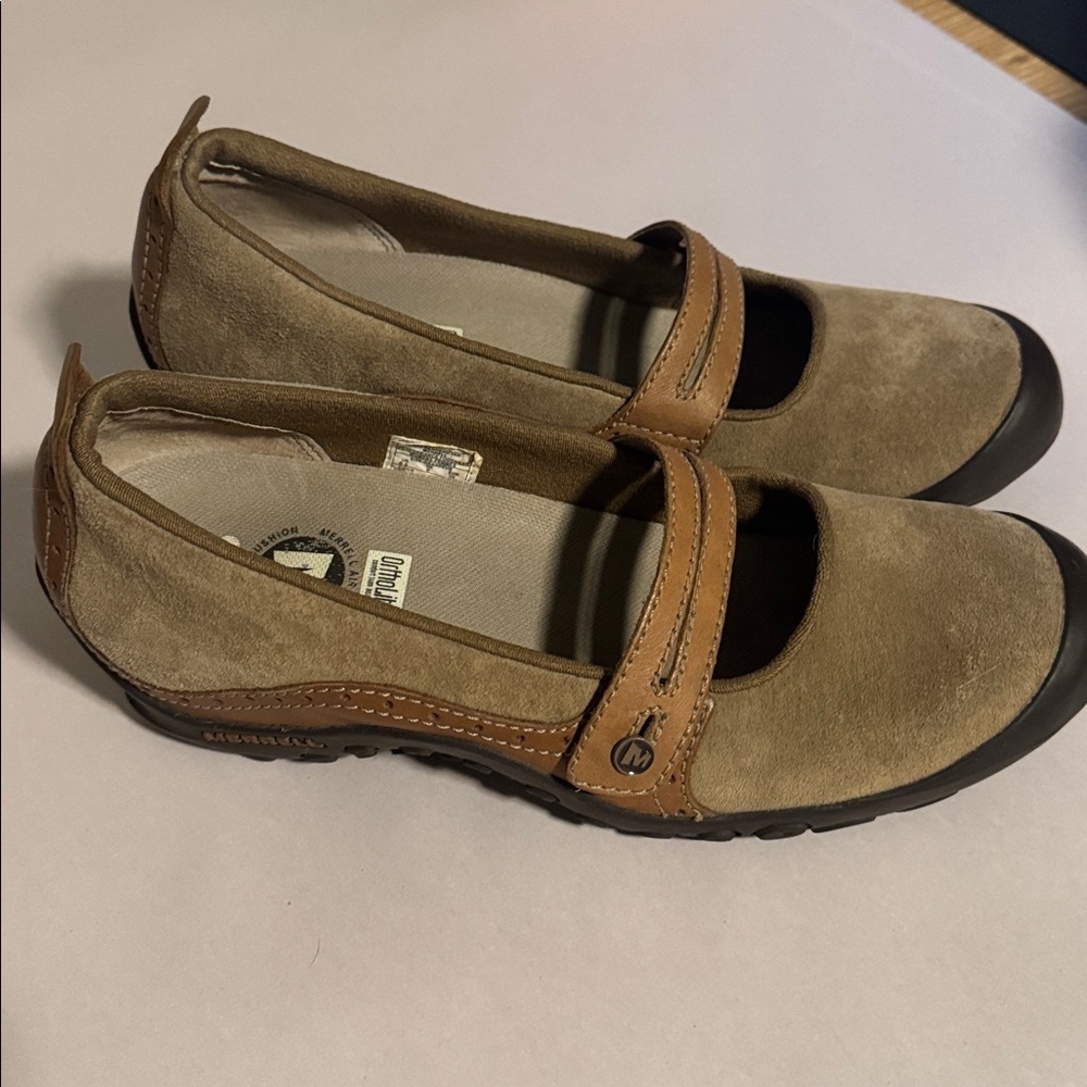 Merrell Plaza Bandeau Mary Janes Womens 8.5 Performance shoe Leather Suede cute - Picture 2 of 11